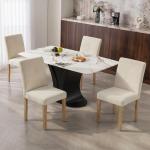 Conjunto de 4 Cadeiras de Jantar Cadeiras Modernas para Cozinha Encosto Alto Estofadas em Veludo Assento Acolchoado 44x56x90 cm Bege