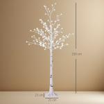 Árvore Cerejeira com 120 Luzes LED IP44 Banco Quente com Luz Ajustável em 3 Modos 21x21x150 cm Branco