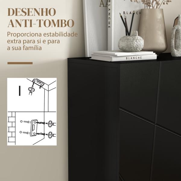 Móvel Sapateira de Entrada Armário Sapateira com Prateleiras Ajustáveis para 15 - 20 Pares de Sapatos 72x31,5x95 cm Preto