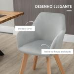 Cadeiras de Jantar Conjunto de 2 Estofadas em Veludo Encosto Médio Pés de Madeira para Sala de Jantar Cinza
