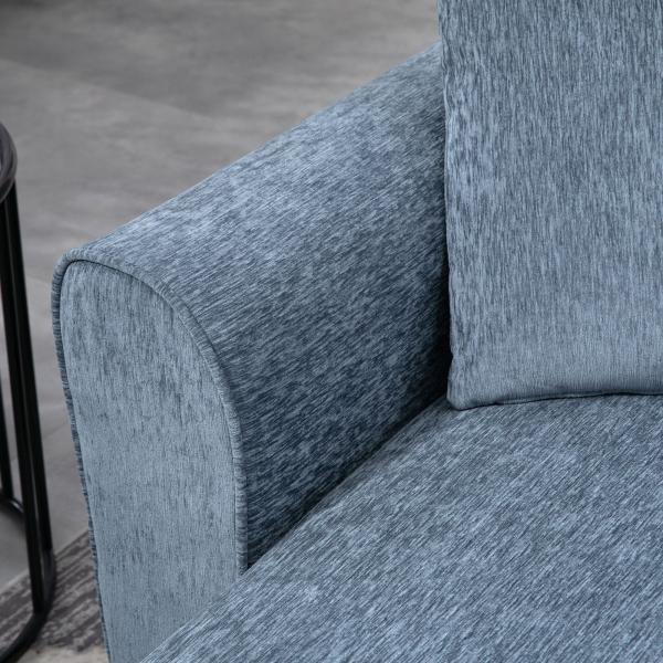 Sofá Chaise Longue Sofá de Canto Sofa Sala de Estar Reversível em Forma de L com 2 Almofadas 230x138x87 cm Cinza Azulado