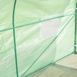 Estufa Tipo Túnel de Jardim 600x300x200cm para Cultivo de Plantas Verduras com 8 Janelas e Porta Enroláveis com Zíper Aço Verde