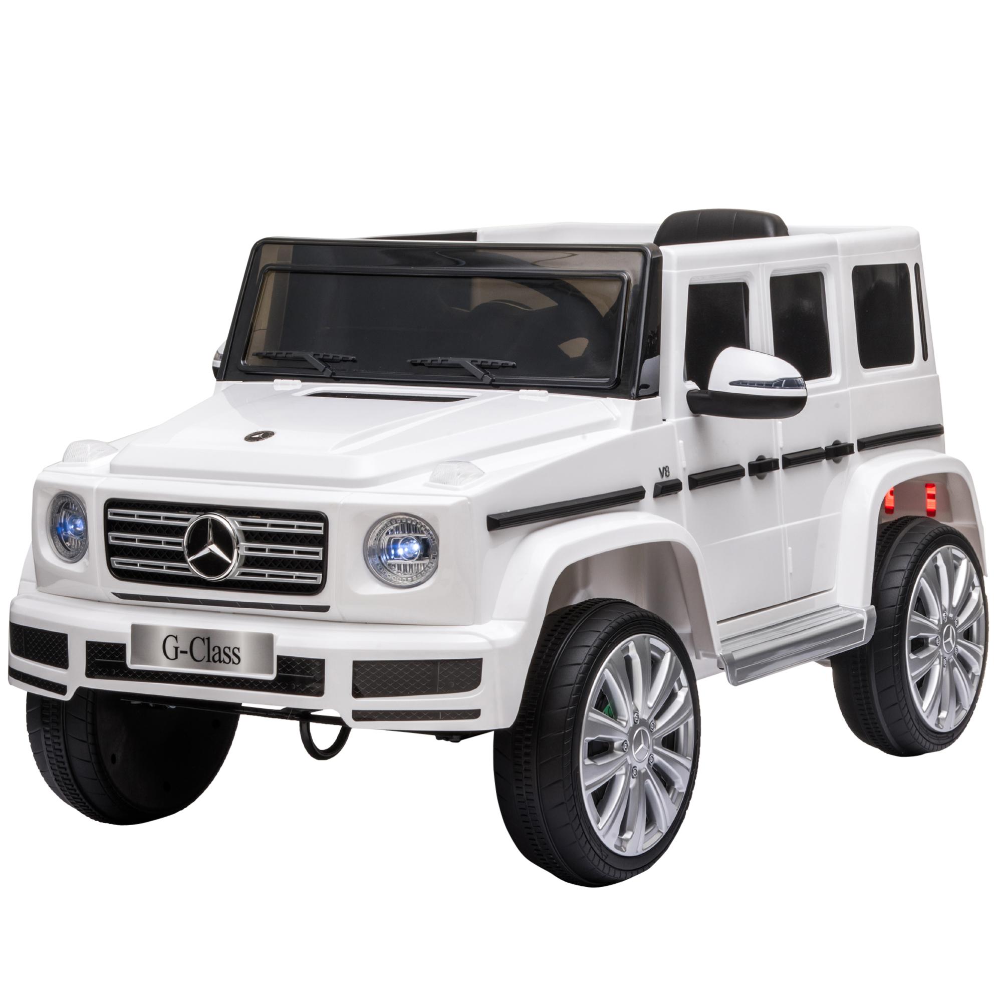 Carro Elétrico BENZ G500 Todo - o - Terreno com Bateria 12V Veículo Elétrico com Música Buzina Velocidade 3 - 5 km/h Branco