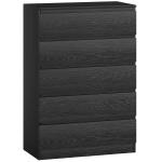 Cómoda 5 Gavetas Cômoda para Quarto Móvel de Arrumação Estilo Moderno 77x40x111,5 cm Preto Veteado