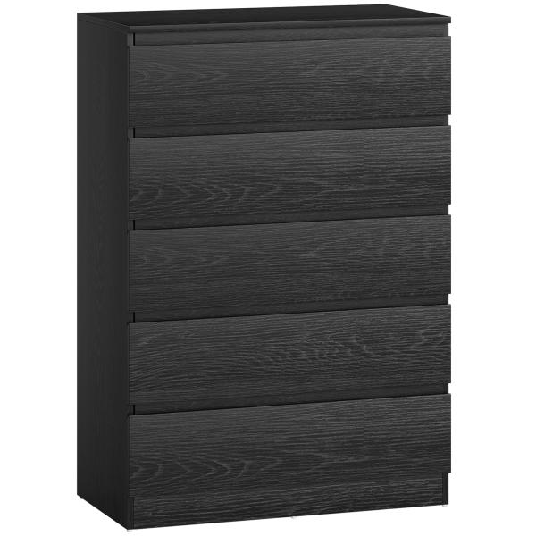 Cómoda 5 Gavetas Cômoda para Quarto Móvel de Arrumação Estilo Moderno 77x40x111,5 cm Preto Veteado