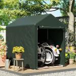 Abrigo para Ferramentas Bicicletas e Motos 120x179x165 cm Garagem Portátil com 2 Habitações Verde Escuro