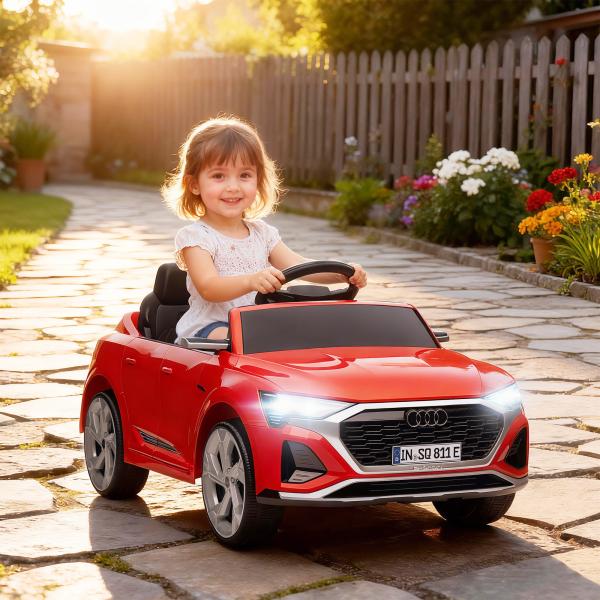 Carro Elétrico para Crianças Carro Audi Q8 Etron Sportback Infantil 12V Faróis Buzina e Música 98x49,5x43 cm Vermelho