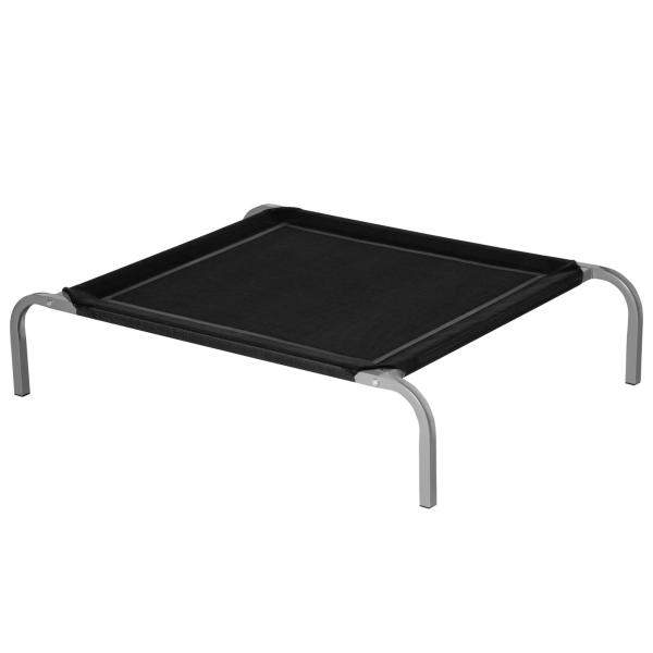 Cama Elevada para Animais de Estimação Cama para Cães e Gatos Desmontável Tecido Textilene Exterior Jardim Terraço 90x65x20cm Preto