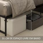 Estrutura de Cama Dupla de Metal para Colchão 137/135x190 cm com Pés de 31 cm Estrutura de Cama de Casal 141,5x195x35cm Preto