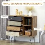 Cómoda de Madeira com 4 Gavetas Prateleira Ajustável e Pés de Metal para Sala de Estar Dormitório 79x39x86cm Marrom