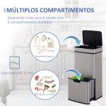 Balde de Lixo 72L com Abertura Automática de Aço Inoxidável e Reciclagem para Cozinha 42x30x81 cm Prata