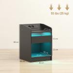 Mesa de Cabeceira com Luzes LED Gaveta Prateleira Estação de Carregamento Entrada USB e Controlo Remoto 40x40x58 cm Branco