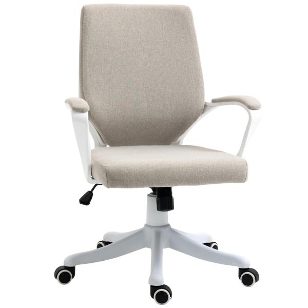 Cadeira de Escritório Ergonómica Giratória e com Altura Ajustável e Suporte Lombar 62x69x92 - 100 cm Bege