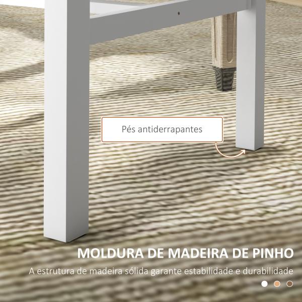 Conjunto de 2 Cadeiras de Sala de Jantar com Encosto de Ripas Estrutura de Madeira de Pinho 38,5x47,5x99 cm Branco