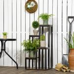 Suporte para Plantas de 4 Níveis com Base, Estante para Vasos para Interior e Exterior, 40x40x81 cm, Castanho