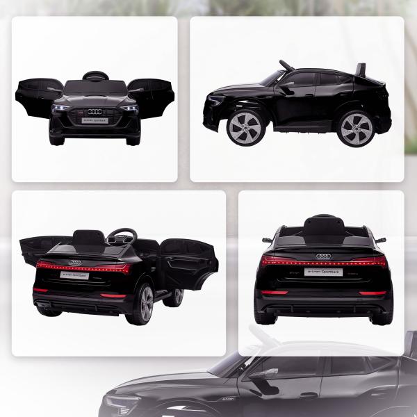 Carro Elétrico Audi E - Tron 12V com Faróis Buzina Música MP3 TF USB e Abertura da Porta 3 - 8km/h 108x60x47 cm Preto