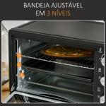 Mini Forno Elétrico 21L 1400W com Temporizador até 60min e Temperatura Ajustável até 230℃ 46x38,5x29 cm Preto