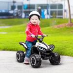 Quadriciclo Elétrico para Crianças de 3 - 5 Anos Veículo Eléctrico a Bateria 12V com 2 Motores 83x53x55,5cm Branco