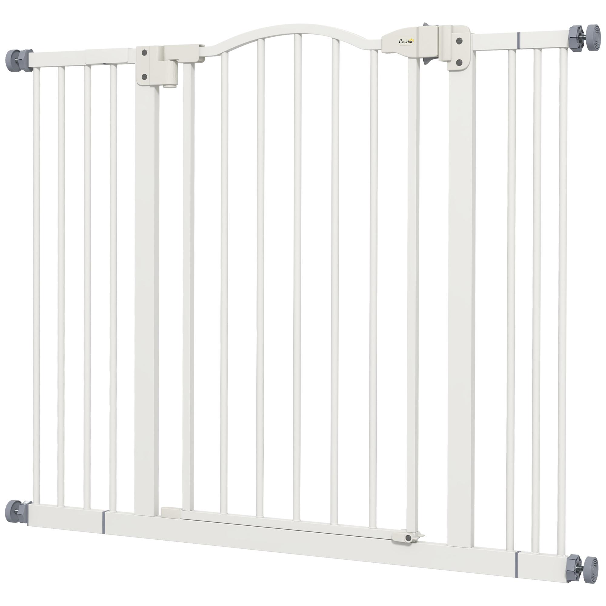 Barreira de Segurança para Cães com Largura Ajustável 74 - 100 cm e Extensões para Escadas e Portas Branco