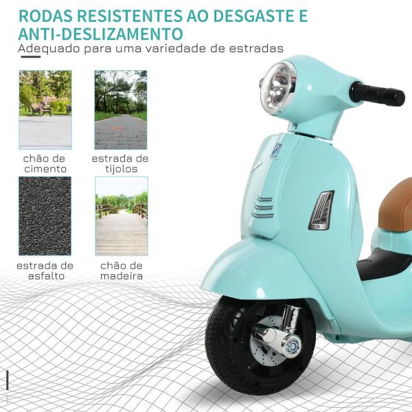 Moto Elétrica Infantil Licenciada com Faróis Buzina com 4 Rodas Brinquedo Criança acima de 18 Meses Verde 66,5x38x52 cm