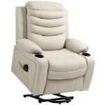 Poltrona Relax Reclinável Elétrica Elevatória com Massagem Vibratória Aquecimento e Porta USB 93x95,5x100 cm Creme