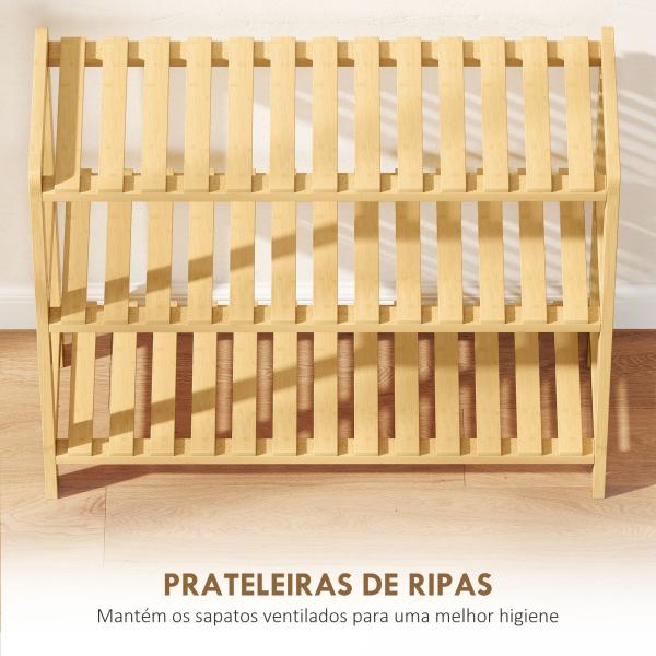 Sapateira de Madeira de 3 Níveis para até 9 Pares de Sapatos para Entrada Corredor Dormitório 70x26x57,5 cm Madeira