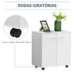 Armário de Armazenamento Moderno Móvel para Armazenamento com Rodas Armário e Prateleiras 60x35x65cm Branco