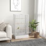 Gaiola para Pássaros 61x36,5x98 cm com Portas Poleiros Bandeja Removível e Alças para Canários Periquitos Branco