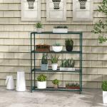 Suporte para Plantas Suporte para Vasos de Plantas de 4 Níveis com Estrutura de Aço 89x28x107 cm Verde Escuro