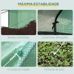 Estufa de Jardim Estufa de Exterior com Prateleiras de 4 Níveis Porta com Fecho de Correr e Estrutura de Aço 244x180x210 cm Verde