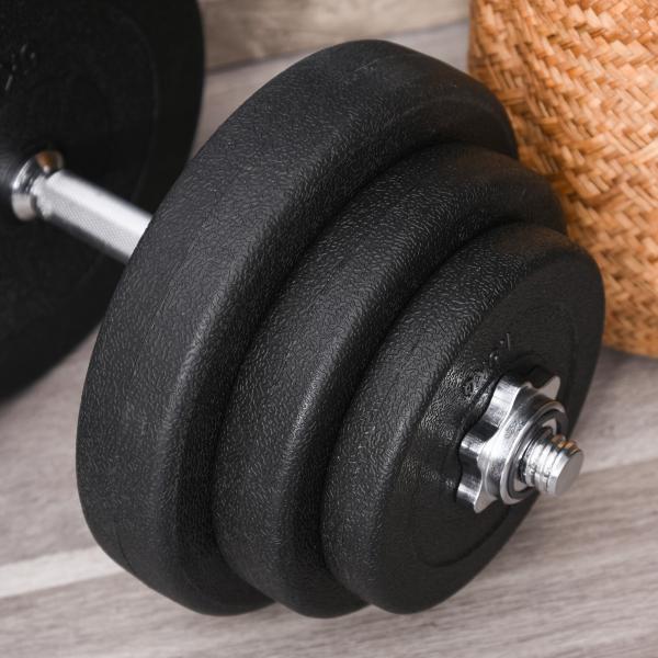 Conjunto de Halteres Pesos Fitness 40kg Ajustável Musculação com Barra de Aço e Discos para Ginásio Casa Preto e Prata