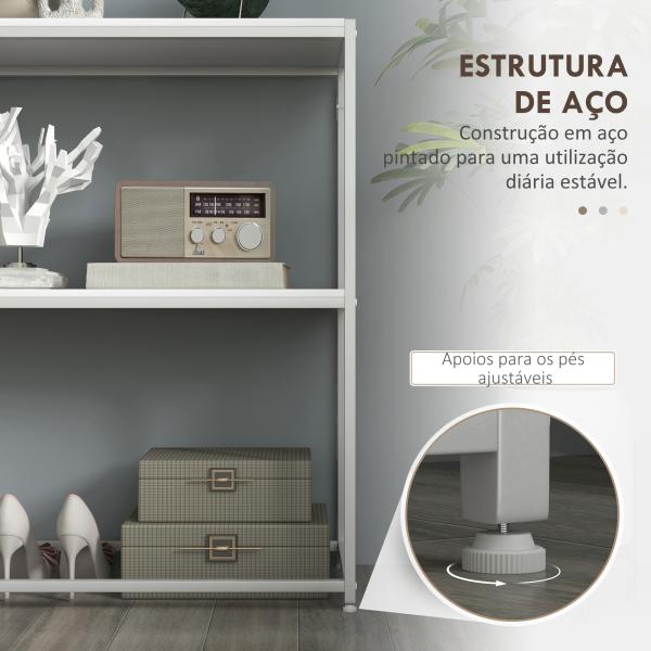 Mesa Consola de Entrada Mesa de Entrada com Estante Aberto e Estrutura de Aço Anti - tombo para Sala 100x30x87 cm Branco