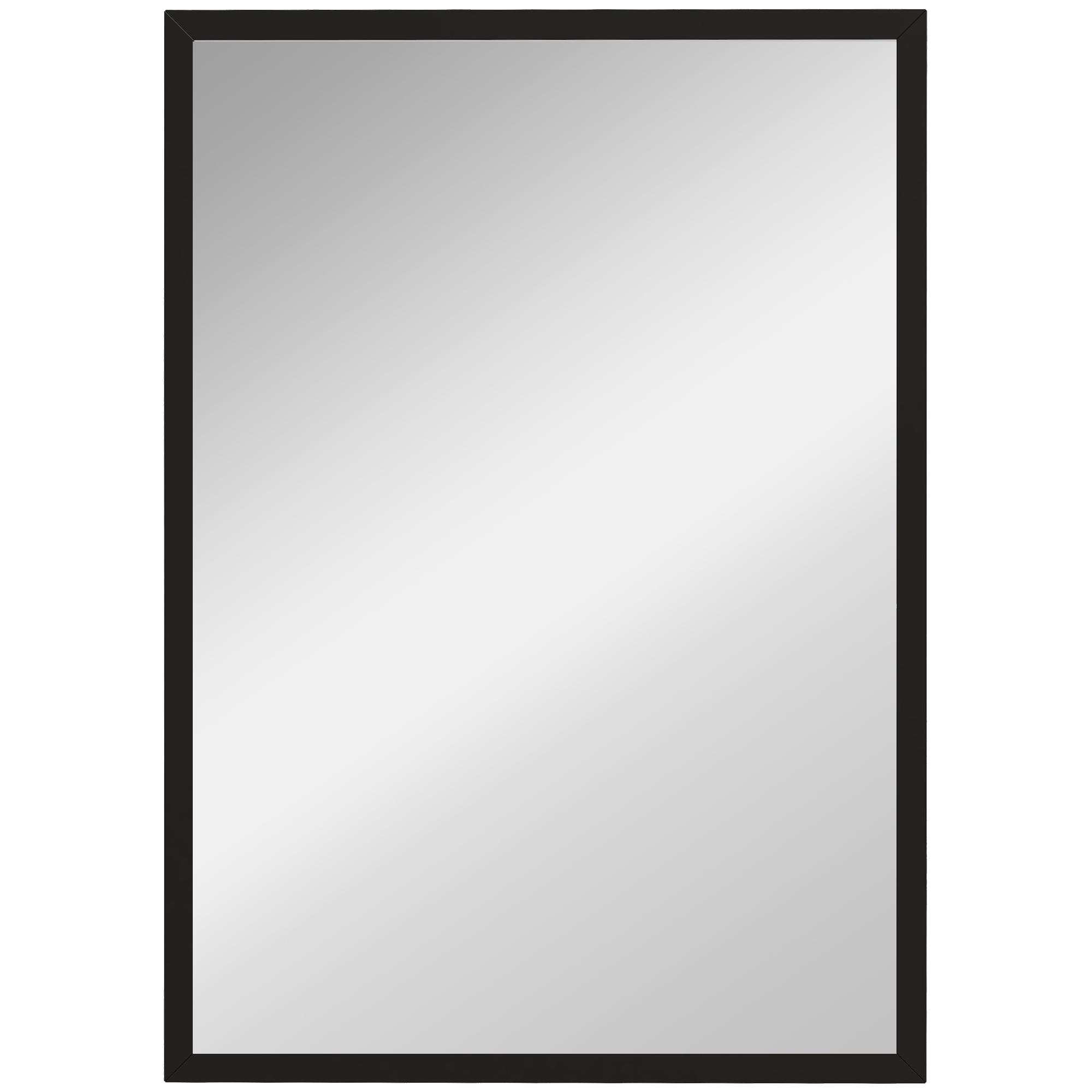 Espelho de Parede Decorativo 50x70 cm Espelho Retangular Espelho de Sala com 4 Ganchos Metálicos Estilo Moderno Preto