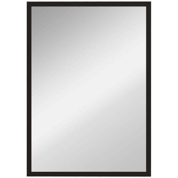 Espelho de Parede Decorativo 50x70 cm Espelho Retangular Espelho de Sala com 4 Ganchos Metálicos Estilo Moderno Preto