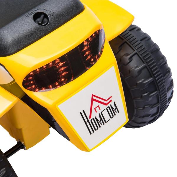 Motocicleta Elétrica Infantil com 3 Rodas Triciclo a Bateria 6V para Crianças de 18 - 36 Meses com Farol Buzina 72x57x56cm Amarelo