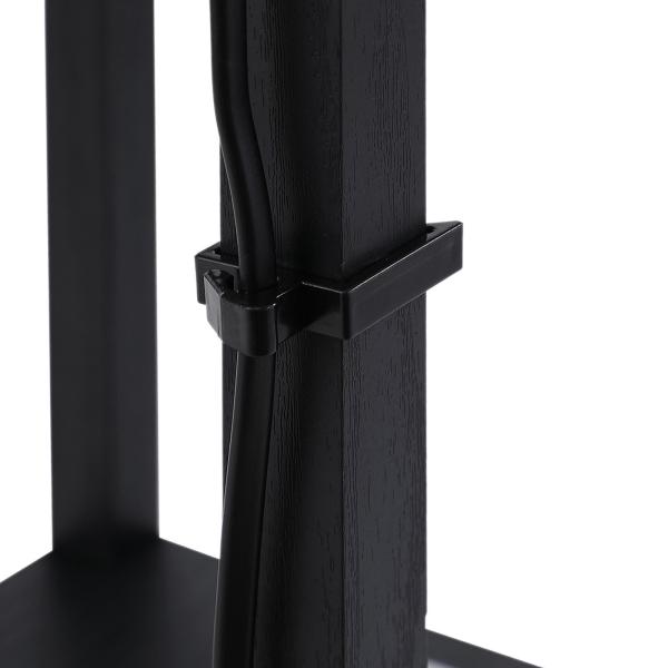 Candeeiro de Pé de Madeira com 3 Prateleiras De Armazenamento para Lâmpada E27 Potência Máx. 40W Candeeiro Moderno para Sala de Estar Dormitório 26x26x160cm Preto