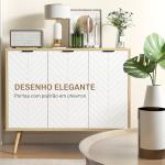 Aparador de Cozinha Moderno com Prateleiras Ajustáveis 2 Armários e Anti - Tombo 91,5x35x77,4 cm Branco e Madeira