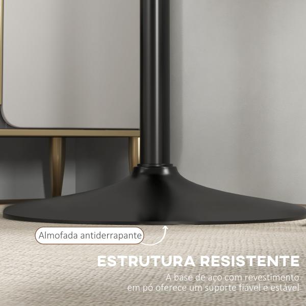 Mesa de Bar Redonda Mesa Alta de Cozinha Moderna com Estrutura de Aço para 2 Pessoas Ø60x102 cm Preto