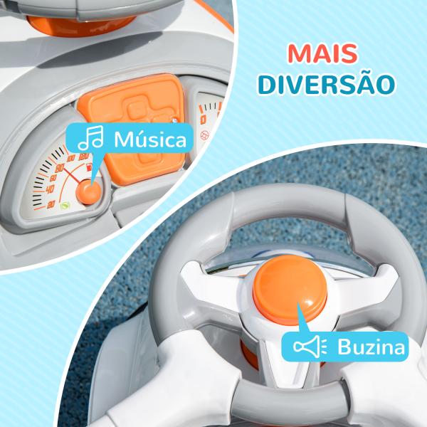 Carro Andador para Crianças 12 - 36 Meses com Espaço de Armazenamento Design de Robot com Olhos Luminosos Música Buzina 89x44,5x84 cm Branco