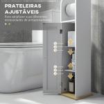 Armário Casa de Banho Armário com Prateleiras Ajustáveis e Suporte para Papel Higiénico 20x20x80 cm Branco