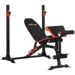 Banco de Musculação Multifuncional Banco de Pesos com Encosto Reclinável e Suporte de Barras Ajustável 180x110x126 cm Preto