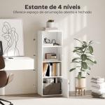 Estante de 4 Níveis Estante para Livros com Prateleiras Ajustáveis e Armário Estante Moderna 40x30x120 cm Branco