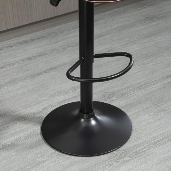 Conjunto de 2 Bancos de Bar Estofados em Couro Sintético Bancos Altos com Altura Ajustável Giratório com Encosto e Apoio para os Pés 46,5x54x88 - 108cm Marrom