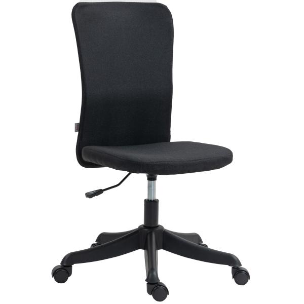 Cadeira de Escritório sem Apoio para os Braços Estofada em Linho Sintético com Altura Ajustável 53x43x85 - 93 cm Preto