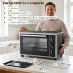 Mini Forno Elétrico de Bancada 46 L com Convecção Espeto Giratório e Temporizador 1800 W