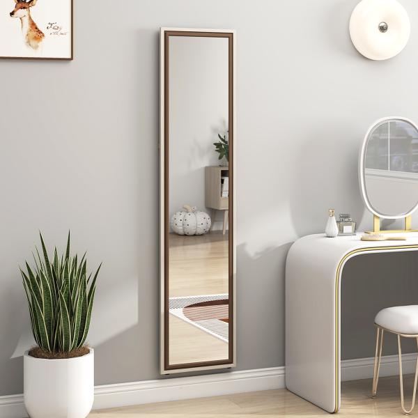 Espelho de Pé 157x37 cm Espelho Corpo Inteiro Grande com Moldura Bicolor para Utilizar Inclinado ou Suspenso Madeira