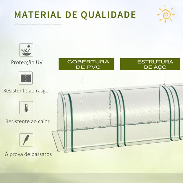 Estufa para Jardim Estufa Pequena para Cultivo de Plantas com 4 Janelas 395x100x80 cm Transparente e Verde