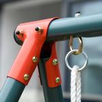 Conjunto de Baloiços para Crianças com Suporte de Metal e Corda Ajustável 220x160x180 cm Verde e Vermelho