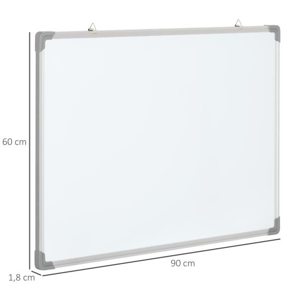 Quadro Magnético com Estrutura de Liga de Alumínio 90x60 cm Apagador 4 Marcadores e 10 Ímás para Escritório Casa Branco