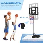 Tabela de Basquetebol com Altura Ajustável 216 - 277 cm Aro de Basquetebol para Exterior com Rodas e Base Recarregável Preto